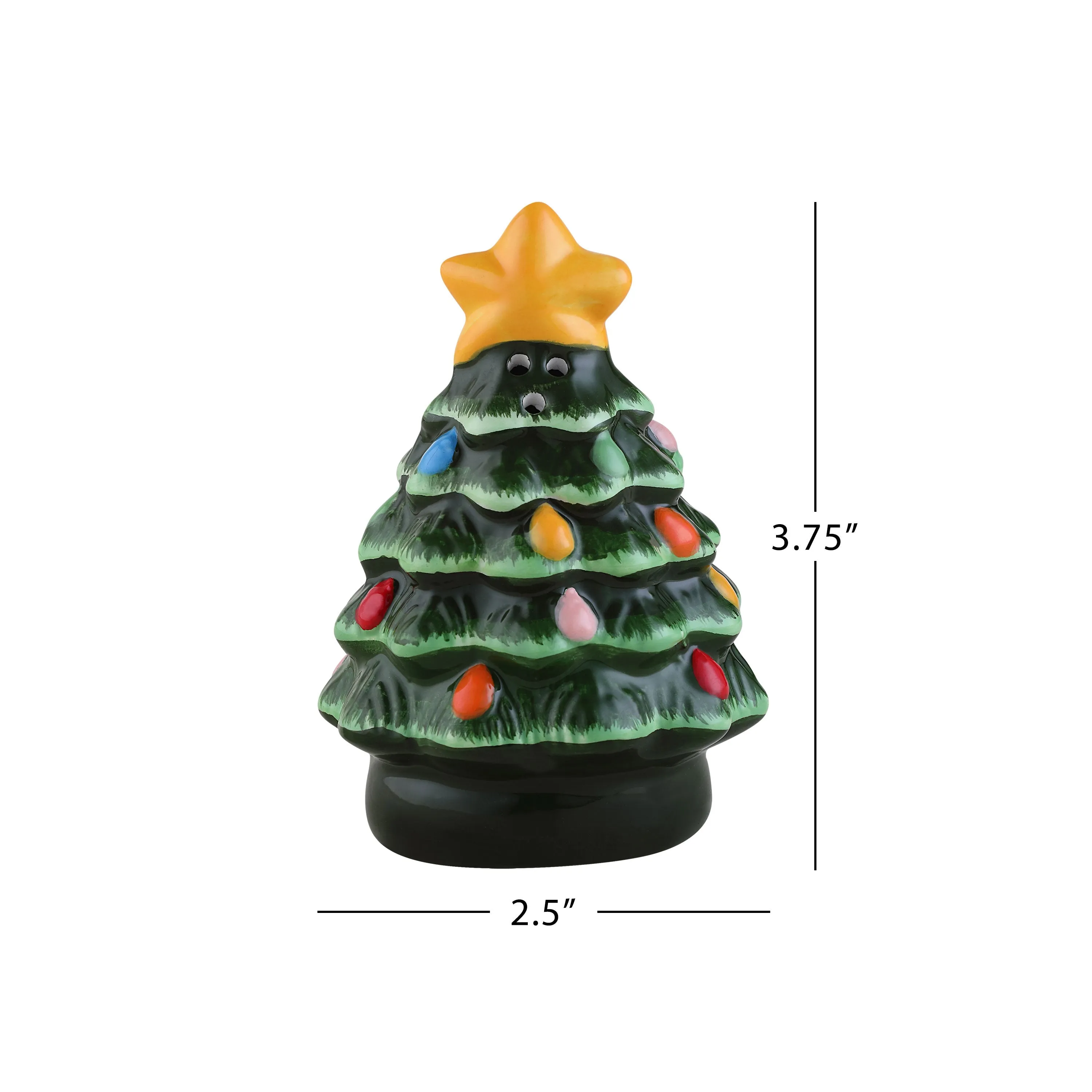 3 in. Nostalgic Ceramic Tree Salt and Pepper Shakers - Green