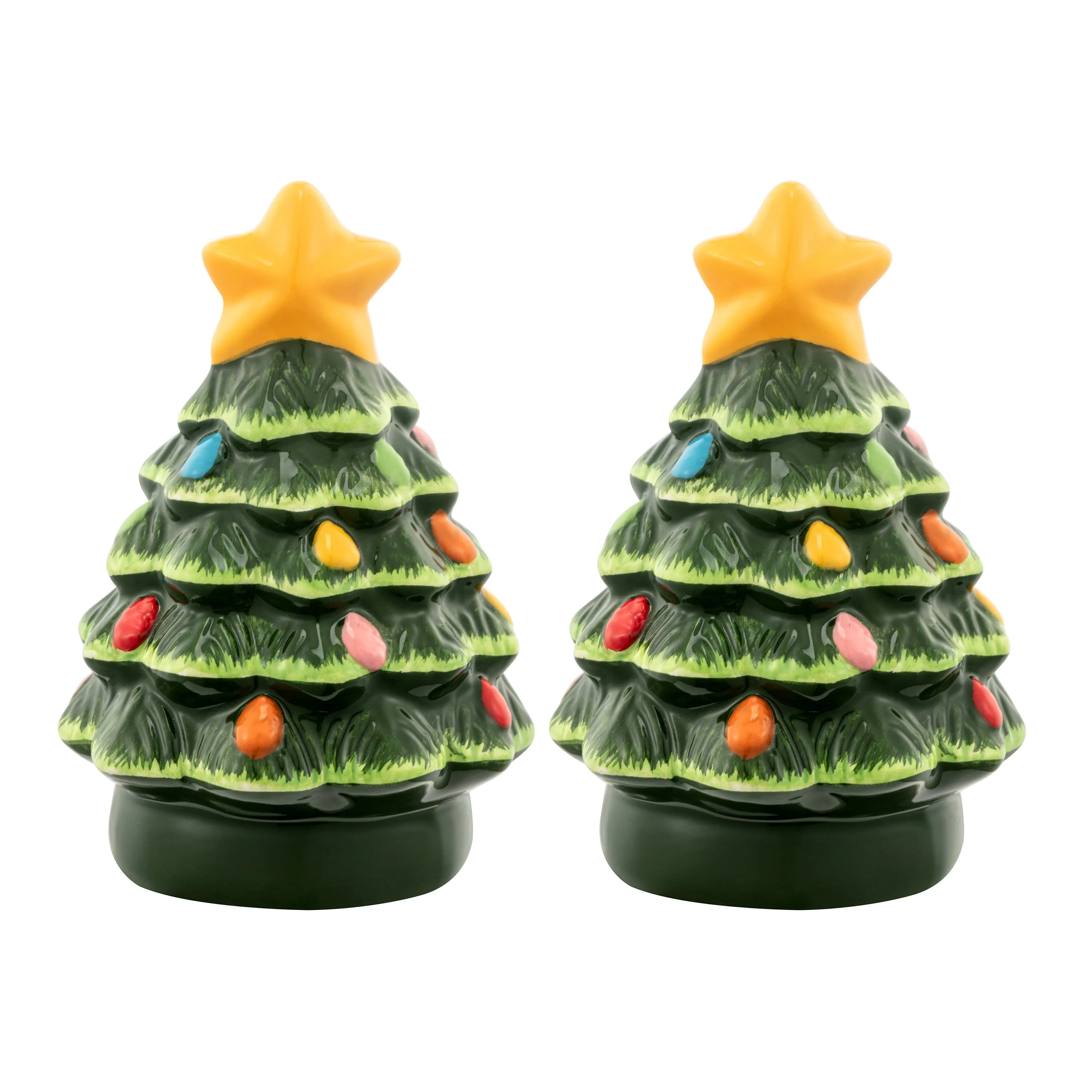 3 in. Nostalgic Ceramic Tree Salt and Pepper Shakers - Green
