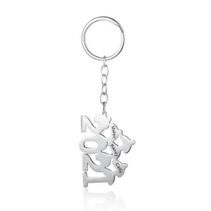 3 Names Engraved Keychains for Ladies
