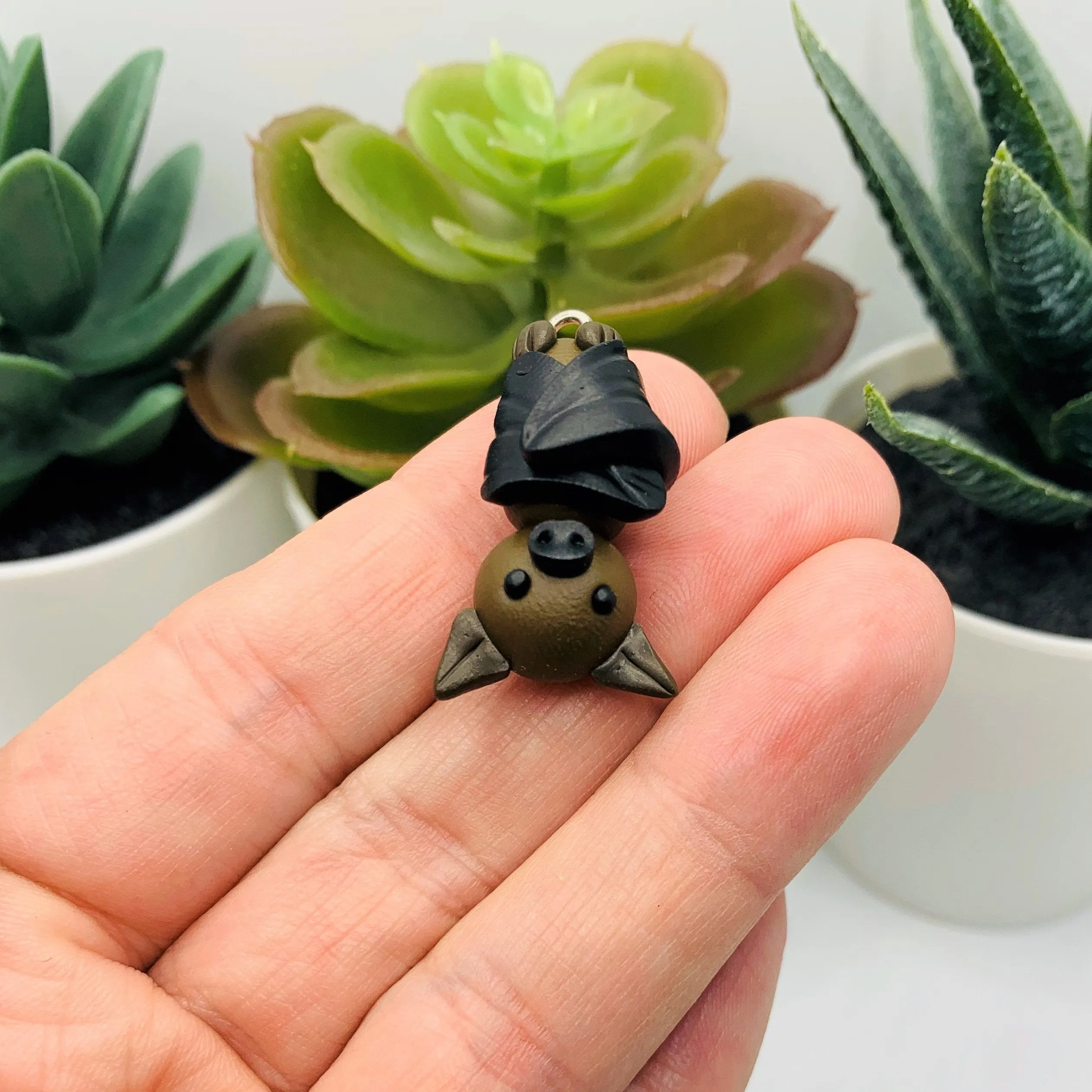 4 or 20 Pieces: Polymer Clay Upside Down Halloween Bat 3D Charms