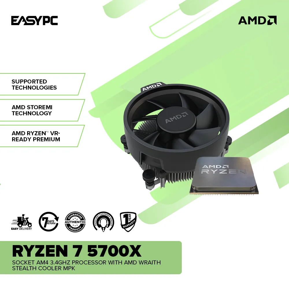 AMD Ryzen 7 5700X Socket AM4 3.4GHz Processor with AMD Wraith Stealth cooler MPK