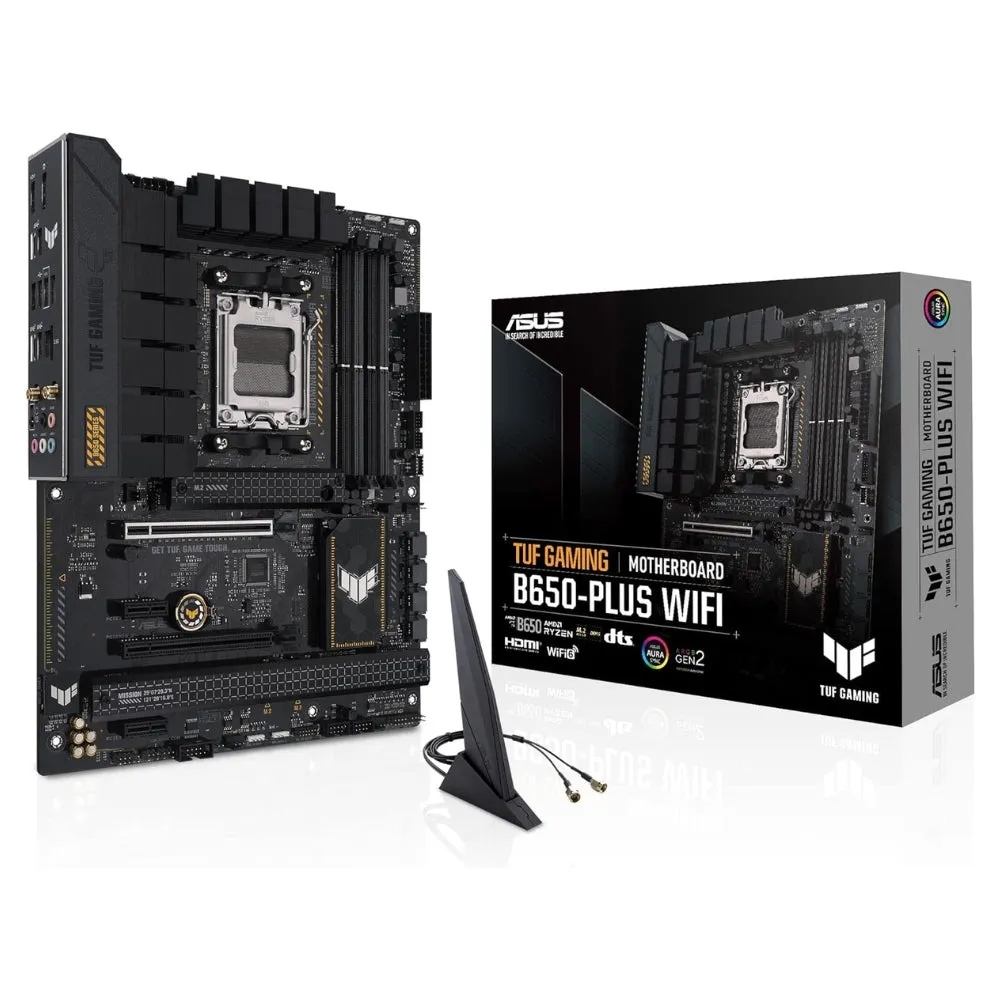 ASUS TUF GAMING B650-PLUS WIFI AMD B650 AM5 Ryzen™ Desktop 9000 8000 and 7000 ATX motherboard, 14 power stages, PCIe® 5.0 M.2 , DDR5 memory, WiFi 6 and 2.5 Gb Ethernet, USB4® support Aura Sync