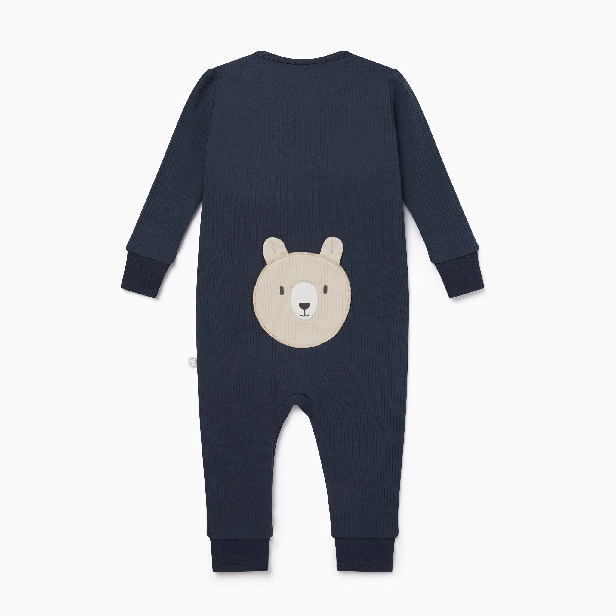 Bear Ribbed Clever Zip Romper