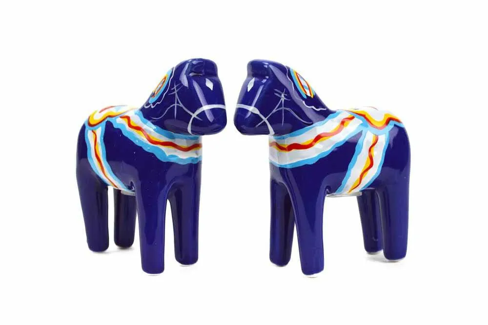 Blue Dala Horse Salt and Pepper Shakers
