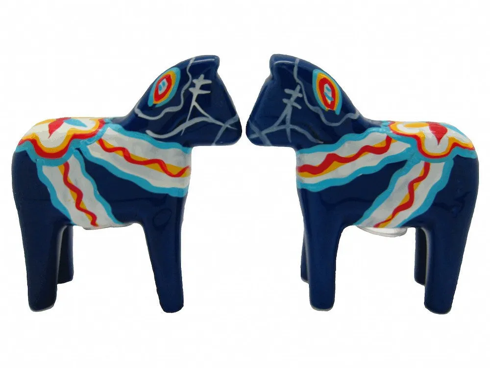 Blue Dala Horse Salt and Pepper Shakers