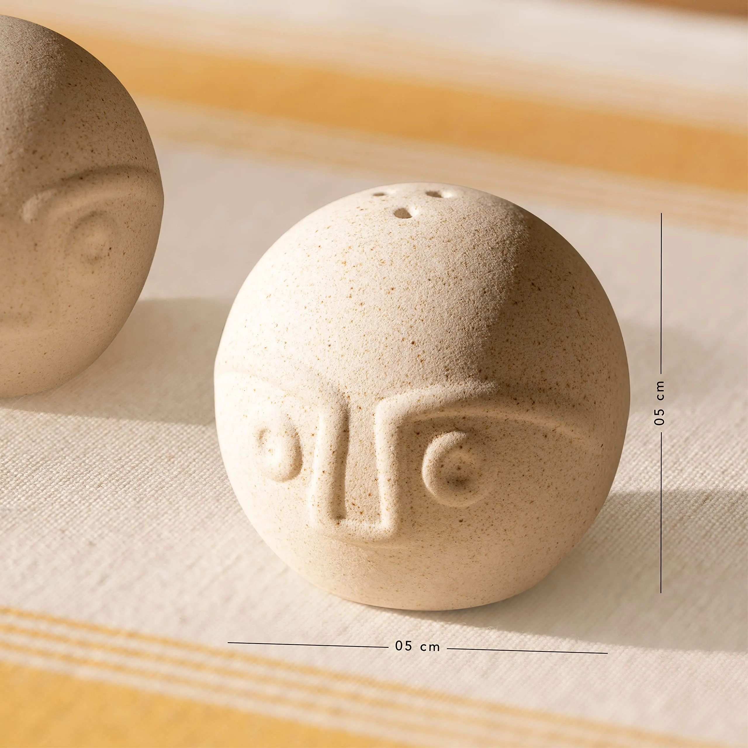 Boi and Gul Salt and Pepper Shaker Set of Two | Colour: Egg Shell| Ceramic |Salt and Pepper Shaker| 0.08 Kg | Handcrafted | Sustainable | Food Safe | Gifting | Form and Function |