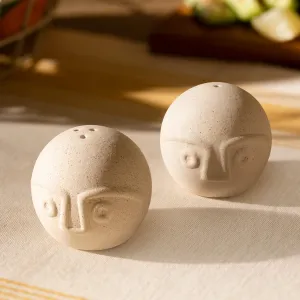 Boi and Gul Salt and Pepper Shaker Set of Two | Colour: Egg Shell| Ceramic |Salt and Pepper Shaker| 0.08 Kg | Handcrafted | Sustainable | Food Safe | Gifting | Form and Function |