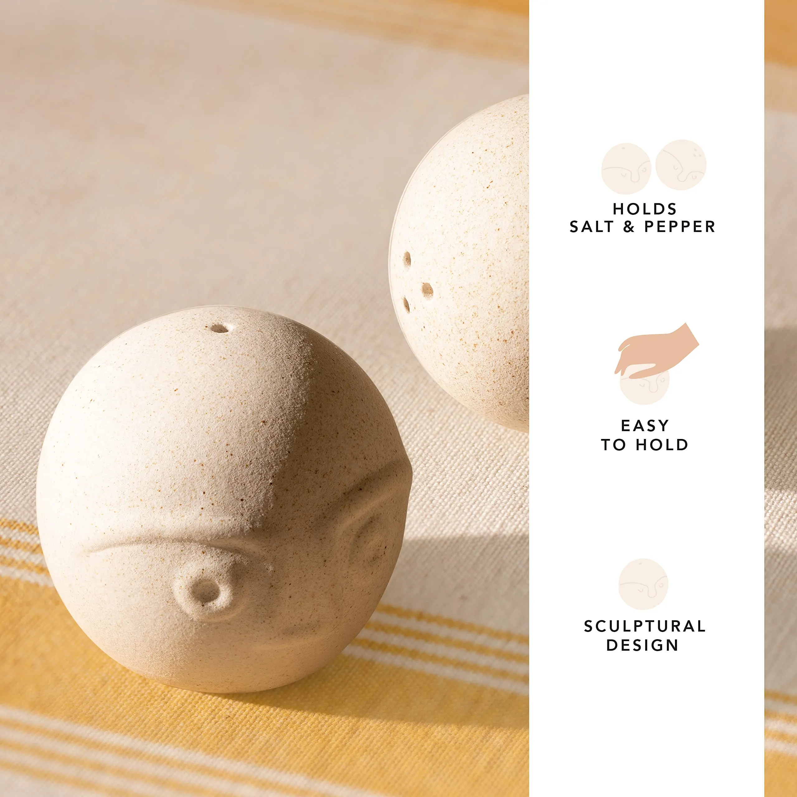 Boi and Gul Salt and Pepper Shaker Set of Two | Colour: Egg Shell| Ceramic |Salt and Pepper Shaker| 0.08 Kg | Handcrafted | Sustainable | Food Safe | Gifting | Form and Function |
