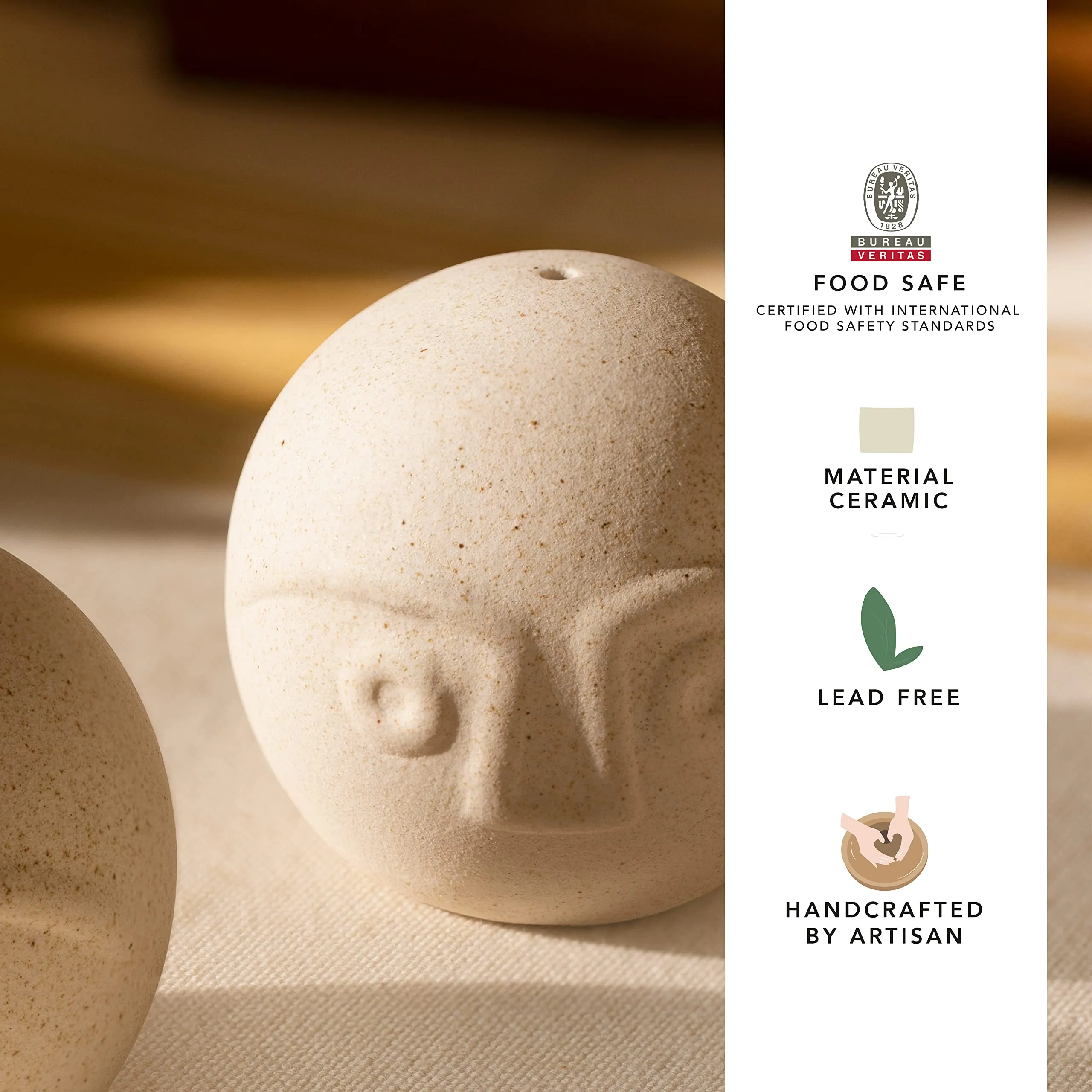 Boi and Gul Salt and Pepper Shaker Set of Two | Colour: Egg Shell| Ceramic |Salt and Pepper Shaker| 0.08 Kg | Handcrafted | Sustainable | Food Safe | Gifting | Form and Function |