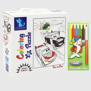 Cars Coloring Puzzle 2 In 1 (20 & 24 Pieces)
