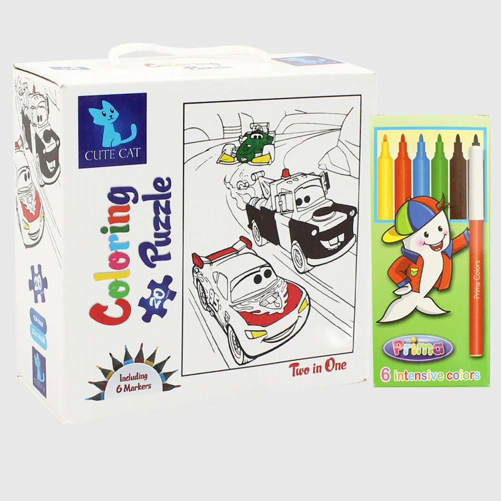 Cars Coloring Puzzle 2 In 1 (20 & 24 Pieces)
