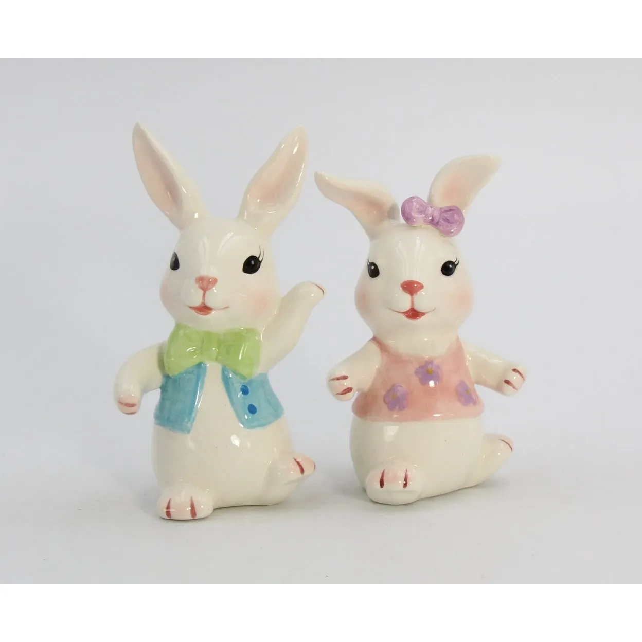 Ceramic Easter Bunny Dancing Couple Salt and Pepper Shakers Gift