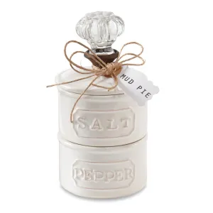 Circa Collection Glass Knob Salt and Pepper Stacked Cellar Holder Set