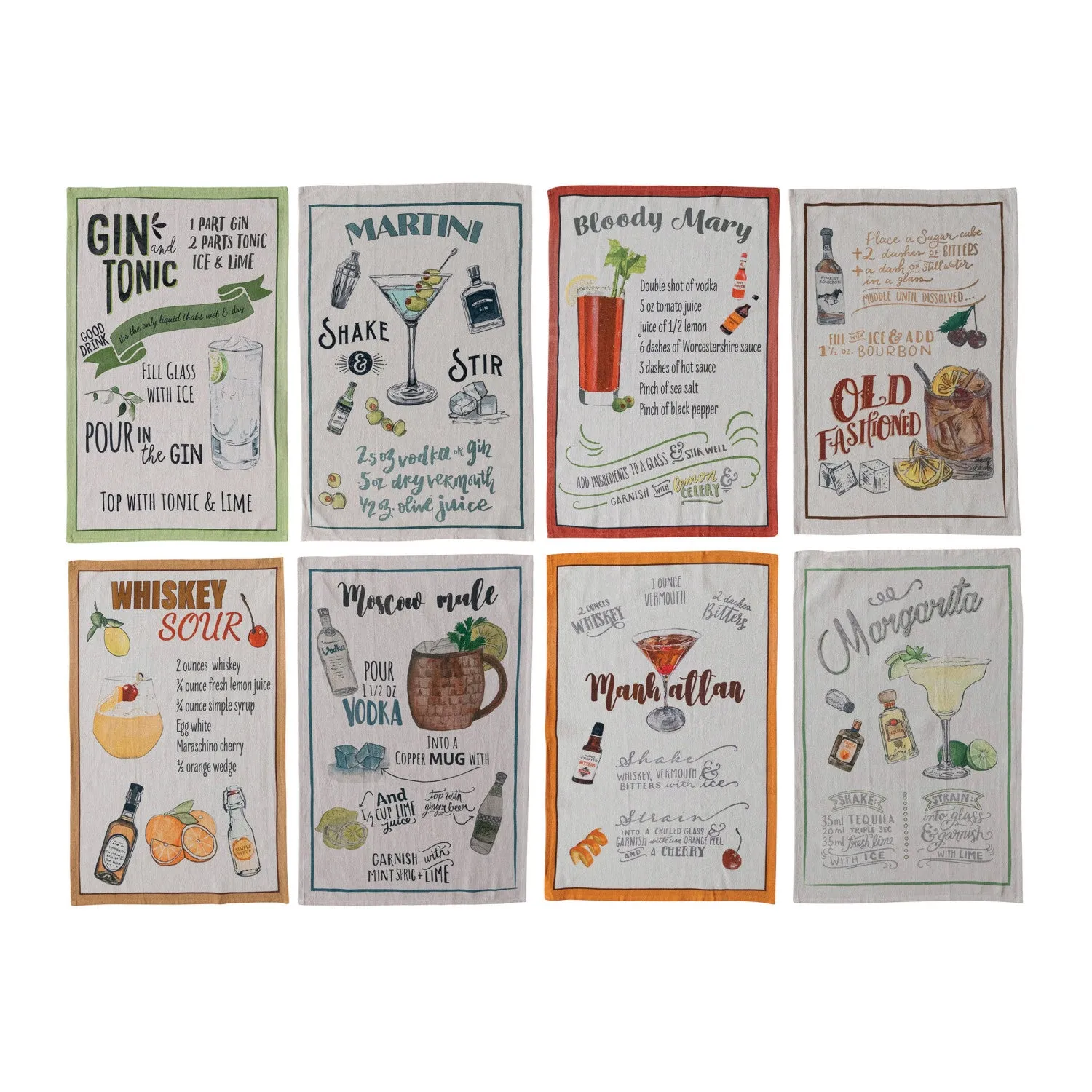 Cocktail Recipe Tea Towels