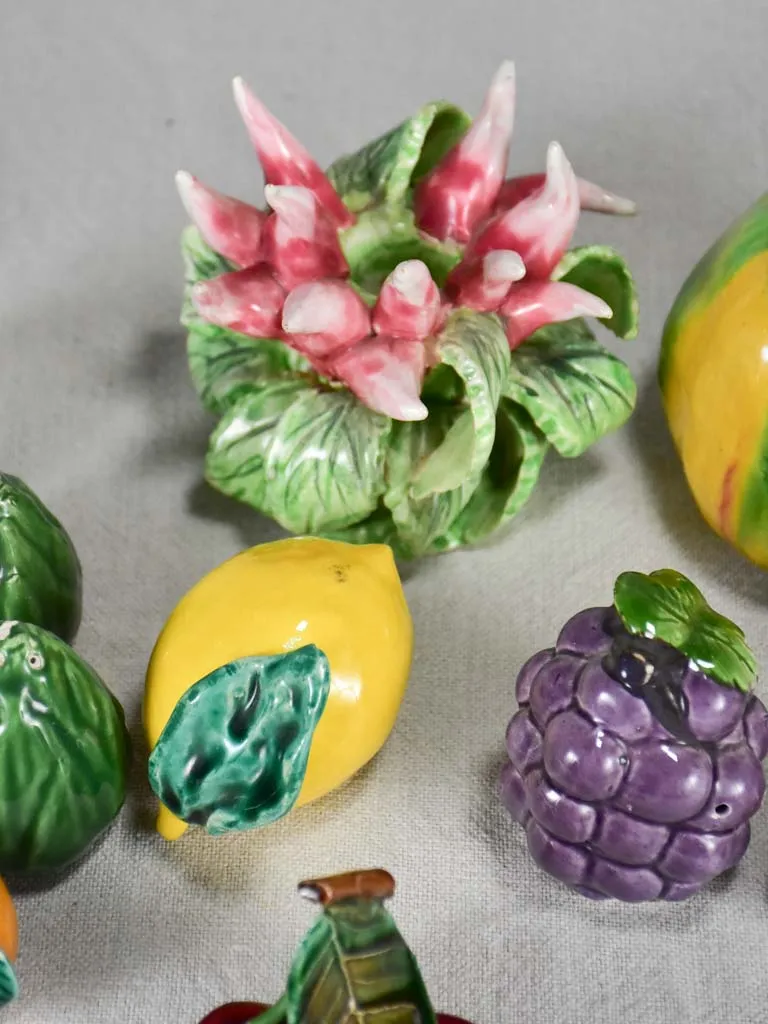 Collection of mid-century porcelain fruit and vegetables