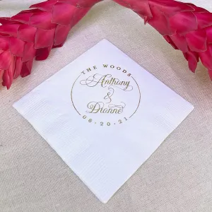 Custom Foil Monogrammed White Napkins