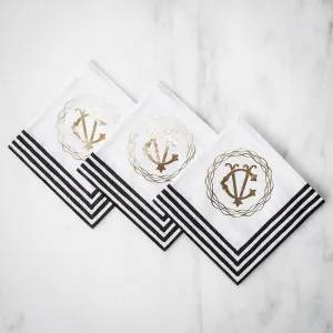 Custom Monogram Striped Border Napkins