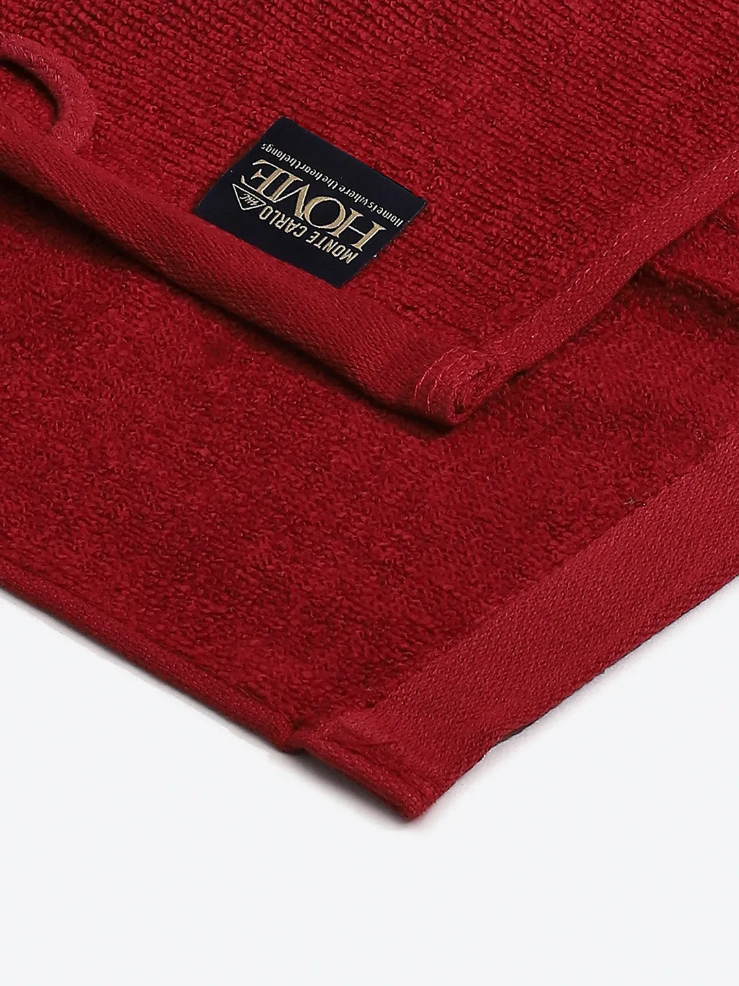 Dark Red Cotton Solid 600 GSM Face Towel (Pack of 4)