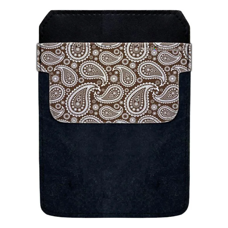 DekoPokit™ Leather Bottle Opener Pocket Protector w/ Designer Flap - Brown Paisley