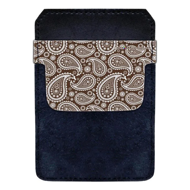 DekoPokit™ Leather Bottle Opener Pocket Protector w/ Designer Flap - Brown Paisley