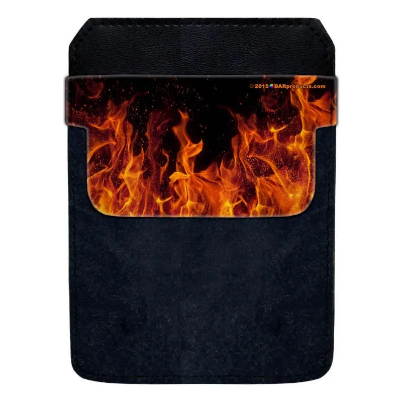 DekoPokit™ Leather Bottle Opener Pocket Protector w/ Designer Flap - Flames