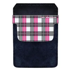 DekoPokit™ Leather Bottle Opener Pocket Protector w/ Designer Flap - Pink and Grey Plaid