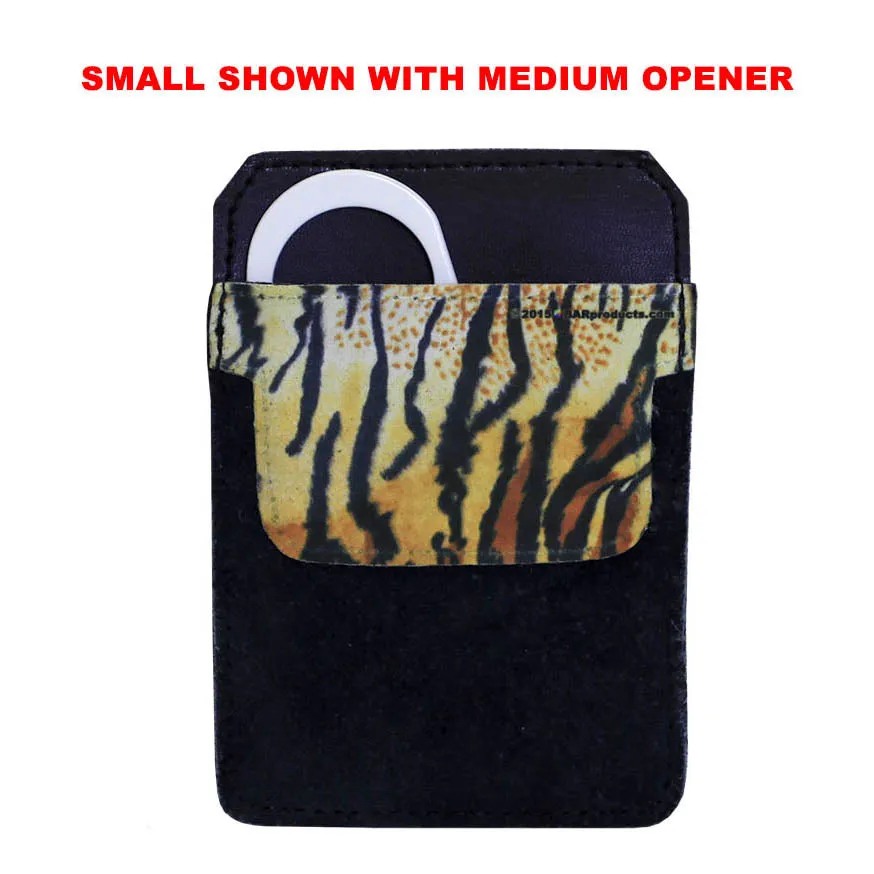 DekoPokit™ Leather Bottle Opener Pocket Protector w/ Designer Flap - Pink and Grey Plaid