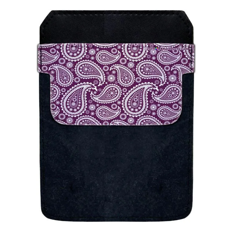 DekoPokit™ Leather Bottle Opener Pocket Protector w/ Designer Flap - Purple Paisley