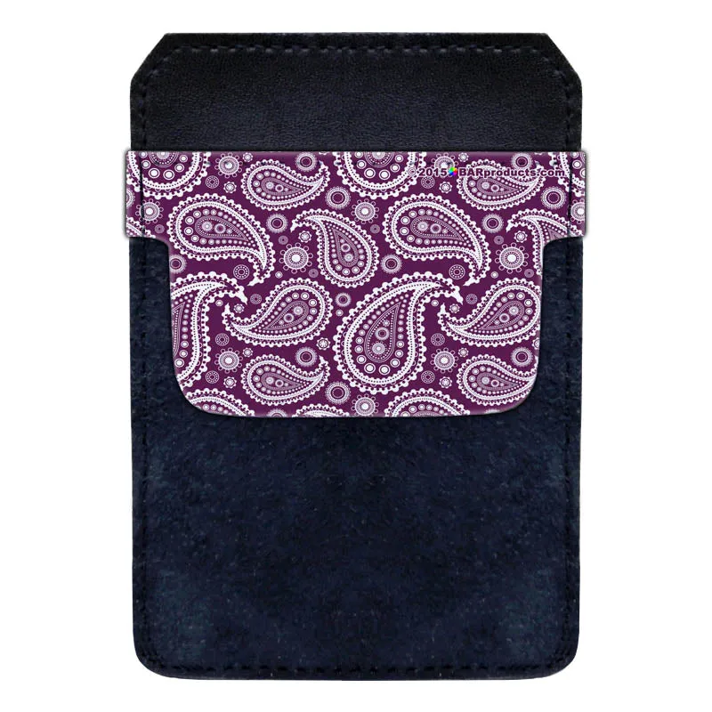 DekoPokit™ Leather Bottle Opener Pocket Protector w/ Designer Flap - Purple Paisley