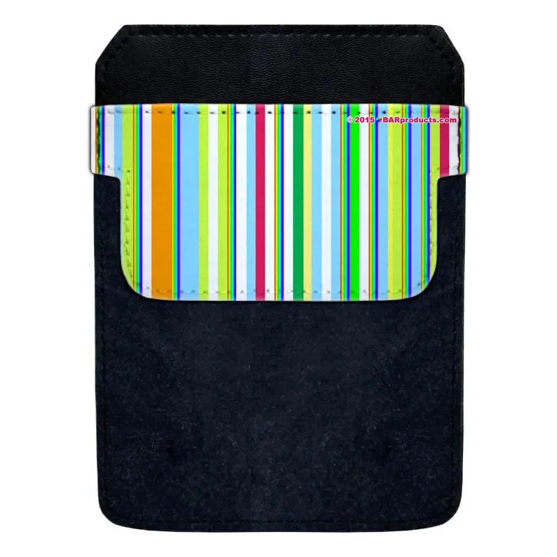 DekoPokit™ Leather Bottle Opener Pocket Protector w/ Designer Flap - Rainbow Stripes