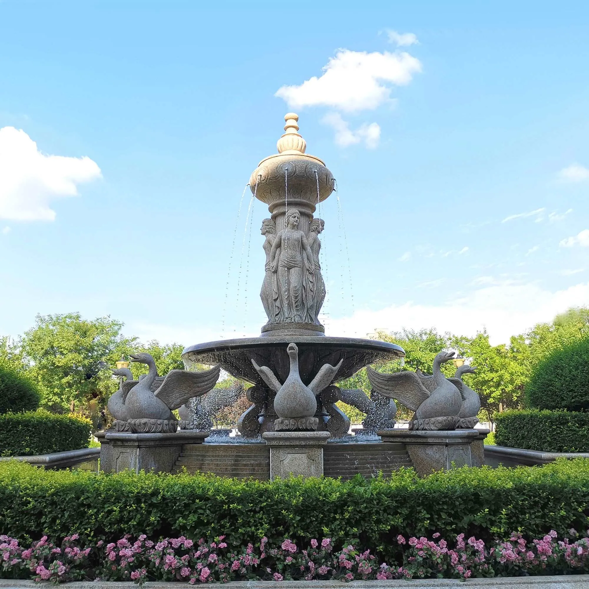 FINEST Statue for Garden Large Size Animal Statuary Marble Fountain MF-002