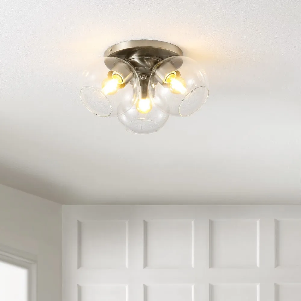 Franklin 11.5" Farmhouse Rustic Iron/Glass LED Semi Flush Mount