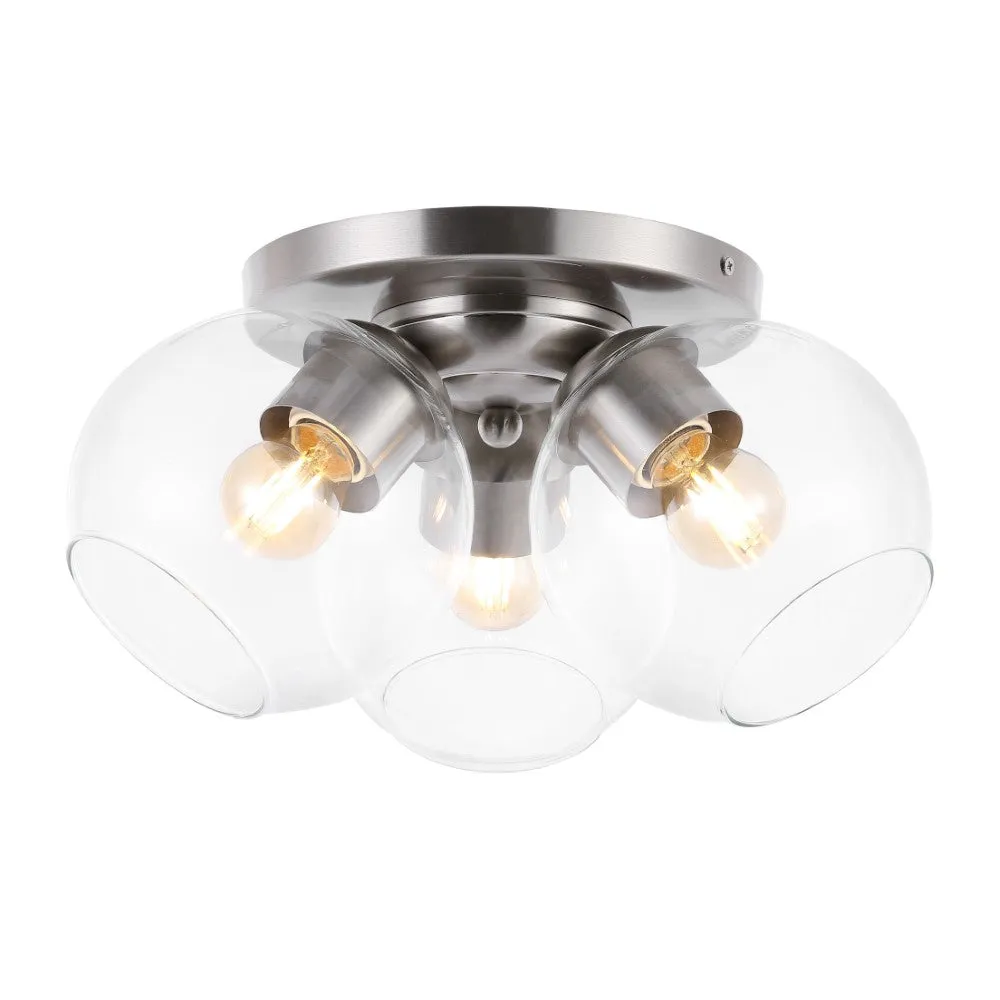 Franklin 11.5" Farmhouse Rustic Iron/Glass LED Semi Flush Mount