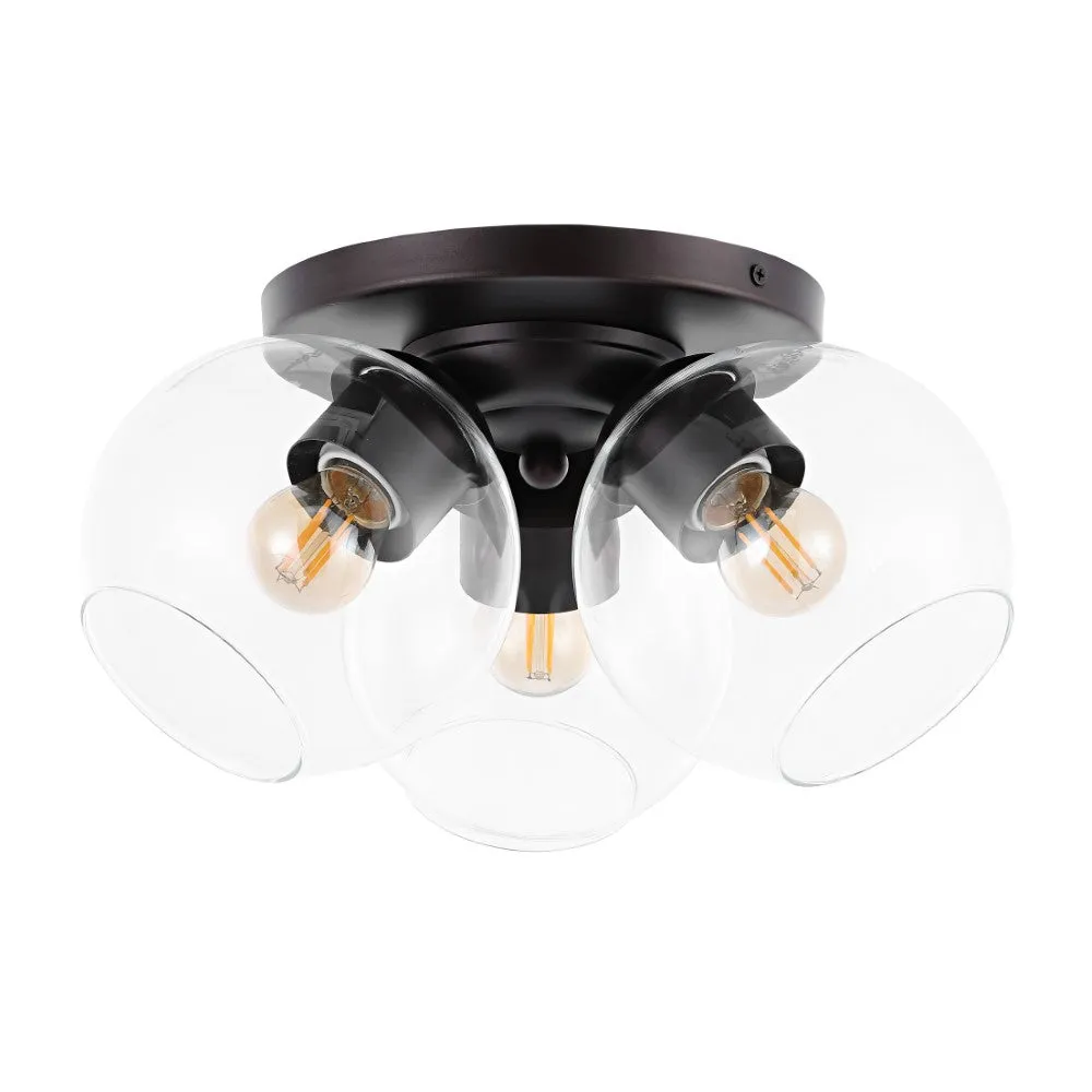 Franklin 11.5" Farmhouse Rustic Iron/Glass LED Semi Flush Mount