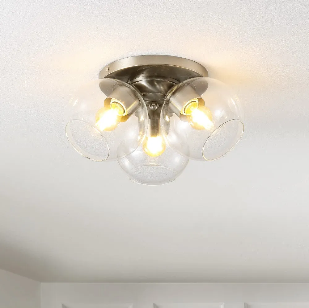 Franklin 11.5" Farmhouse Rustic Iron/Glass LED Semi Flush Mount