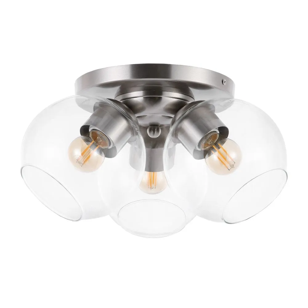 Franklin 11.5" Farmhouse Rustic Iron/Glass LED Semi Flush Mount