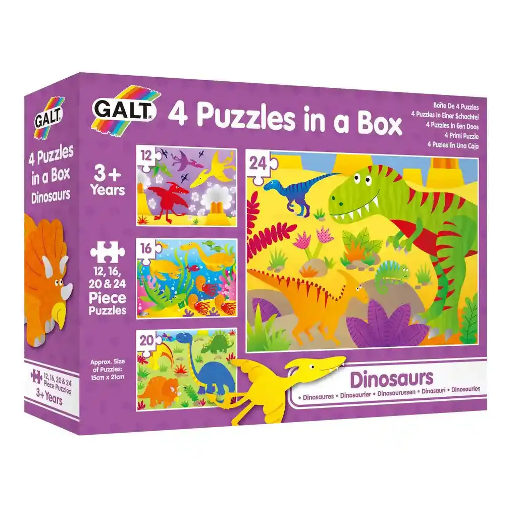 Galt 4 Puzzles In A Box Dinosaurs