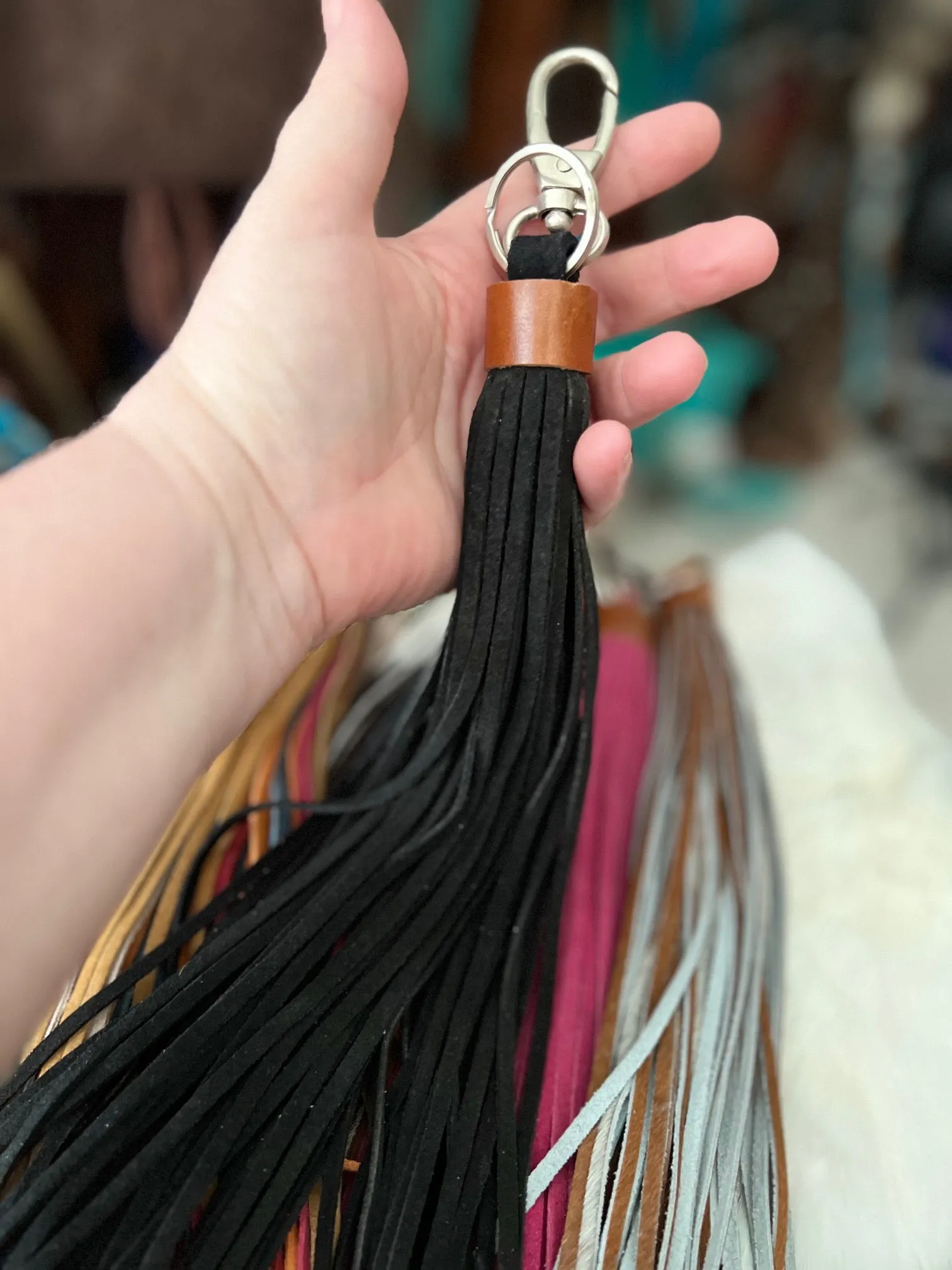 Genuine Leather Tassel Style KeyChains - Multi