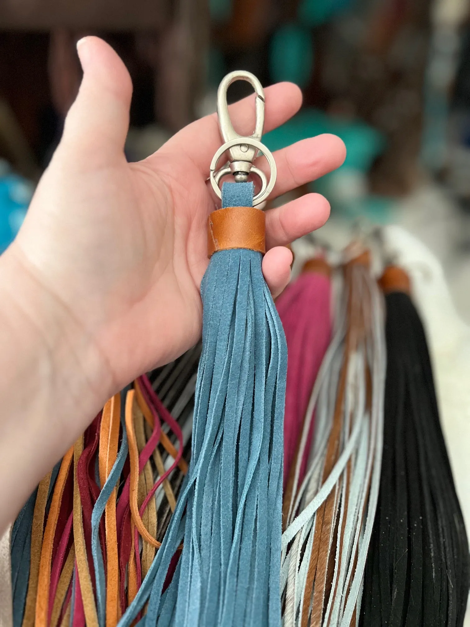 Genuine Leather Tassel Style KeyChains - Multi