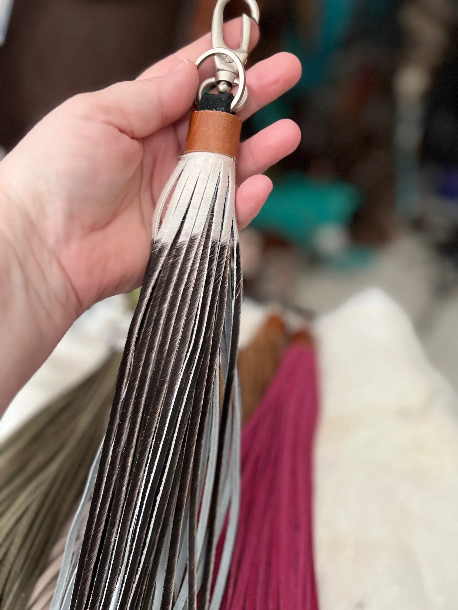 Genuine Leather Tassel Style KeyChains - Multi
