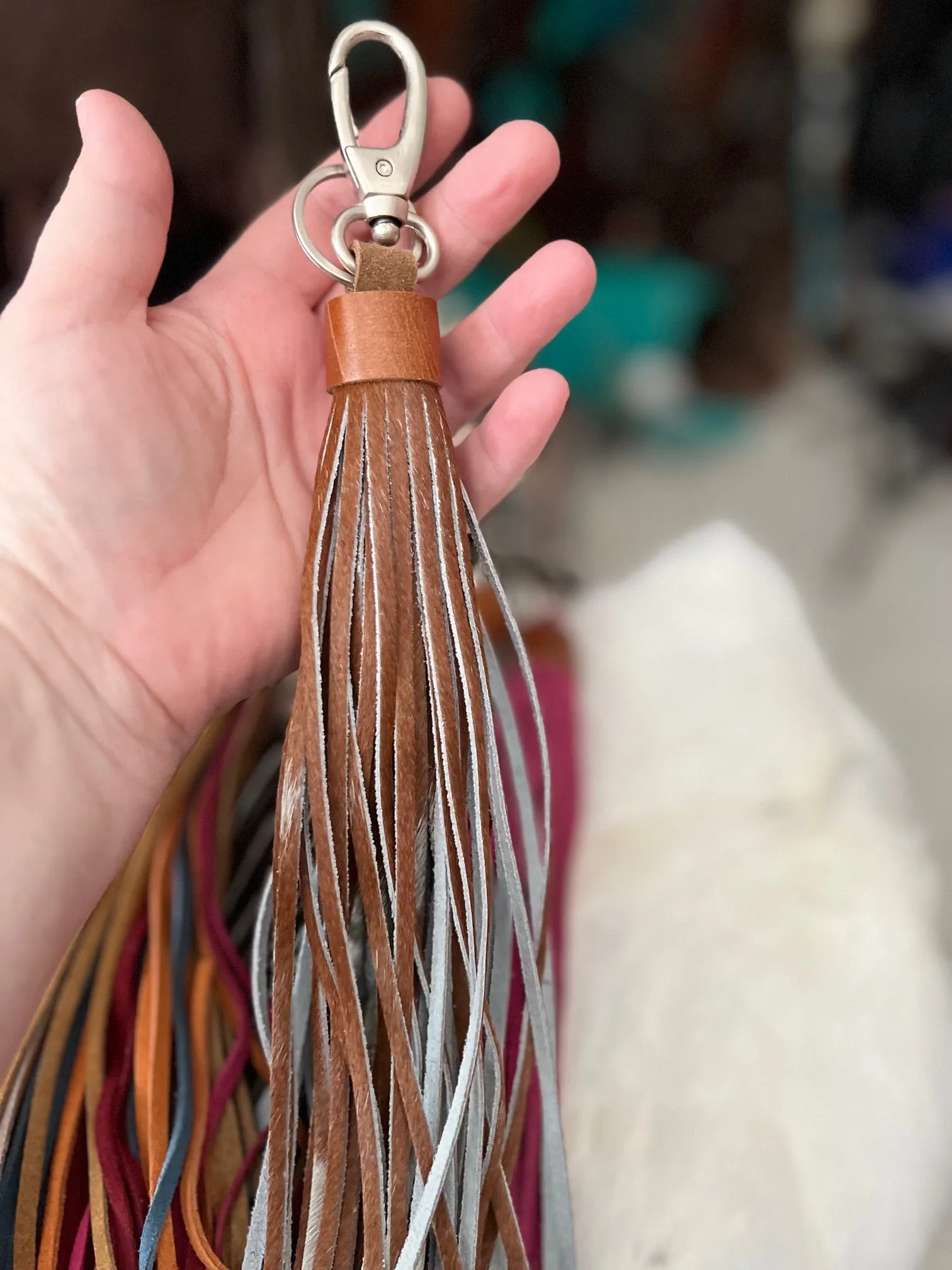 Genuine Leather Tassel Style KeyChains - Multi
