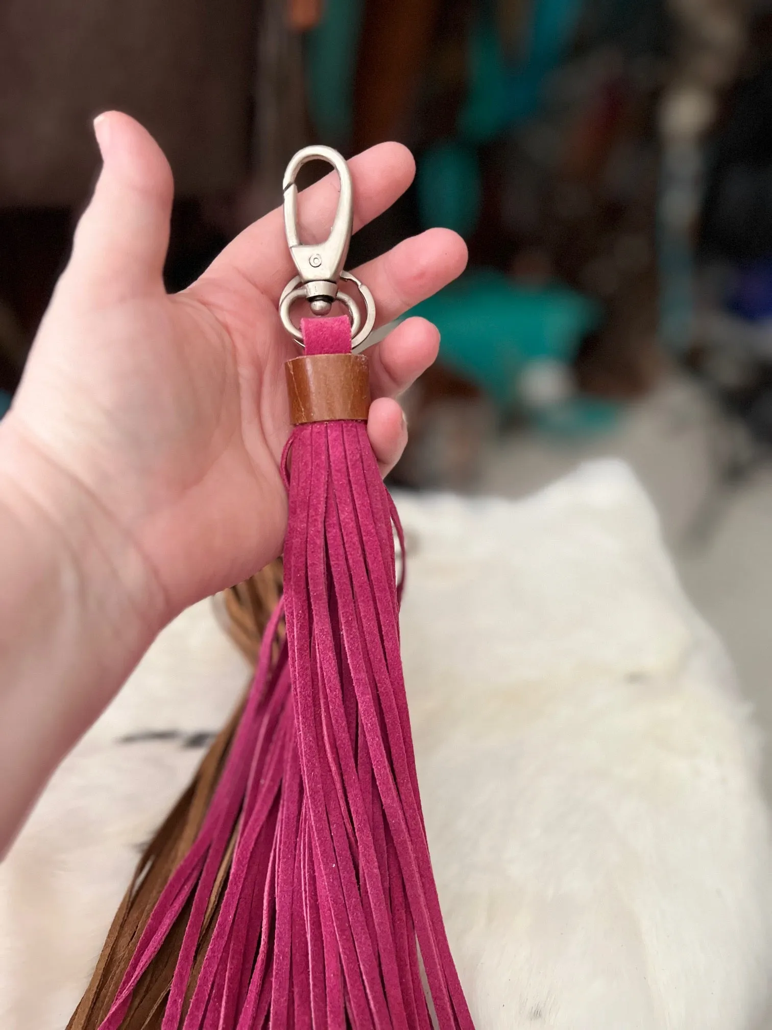 Genuine Leather Tassel Style KeyChains - Multi