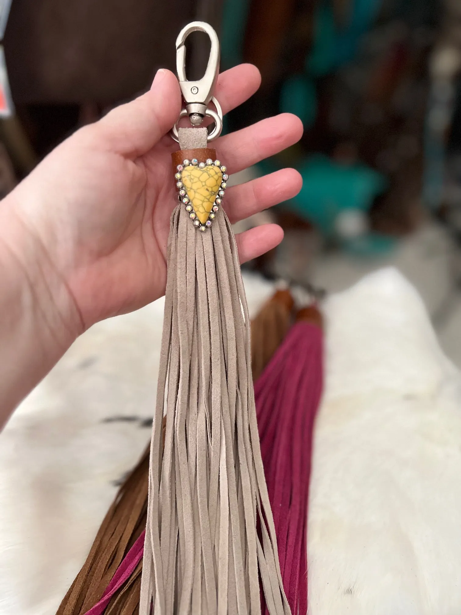 Genuine Leather Tassel Style KeyChains - Multi