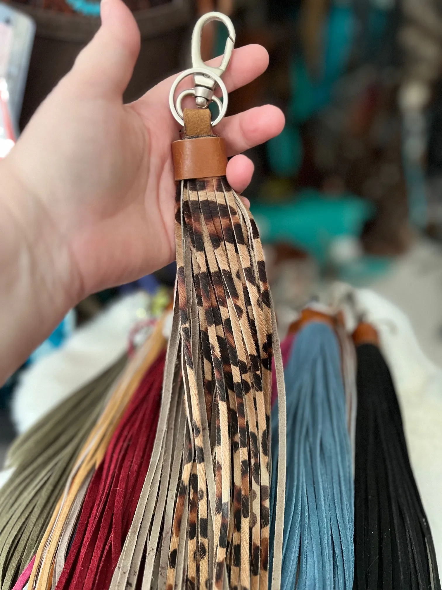 Genuine Leather Tassel Style KeyChains - Multi