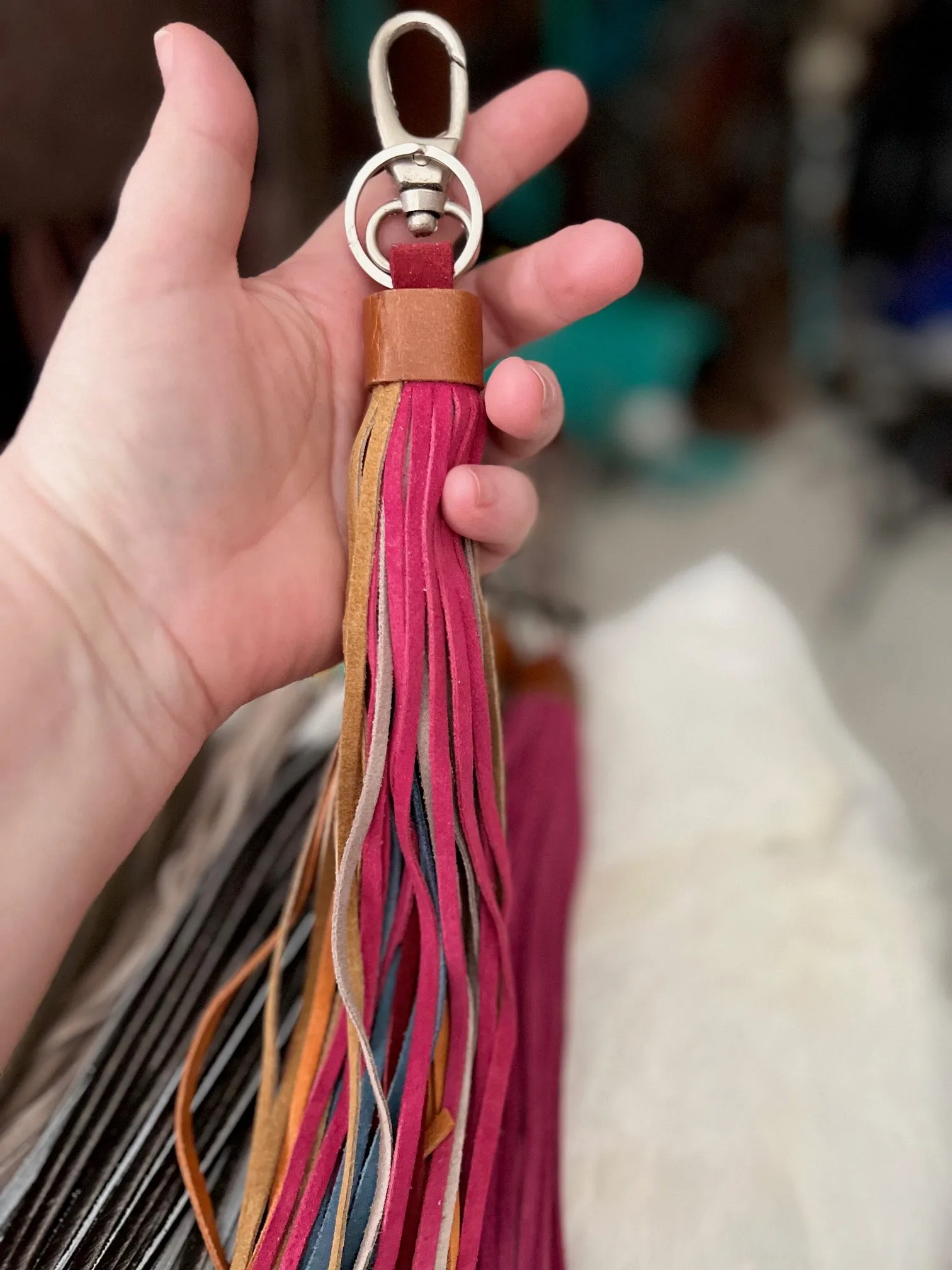 Genuine Leather Tassel Style KeyChains - Multi