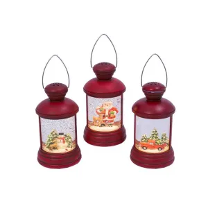 Gerson Red Spinning Lantern Indoor Christmas Decor 7.4 in.