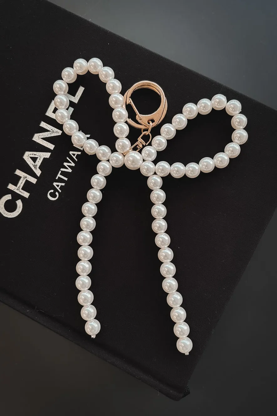 Girl With The Keys Pearl Bow Keychain