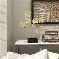 Gold Metal Floral Curved Sculpture, 18" x 6" x 22"