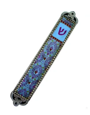 Handcrafted Classic Purple Design Mezuzah
