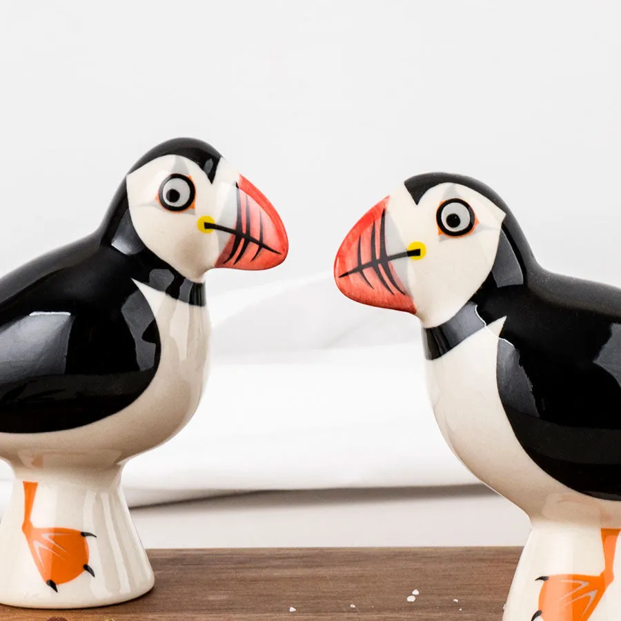 Handmade Ceramic Puffin Salt and Pepper Shakers x 4
